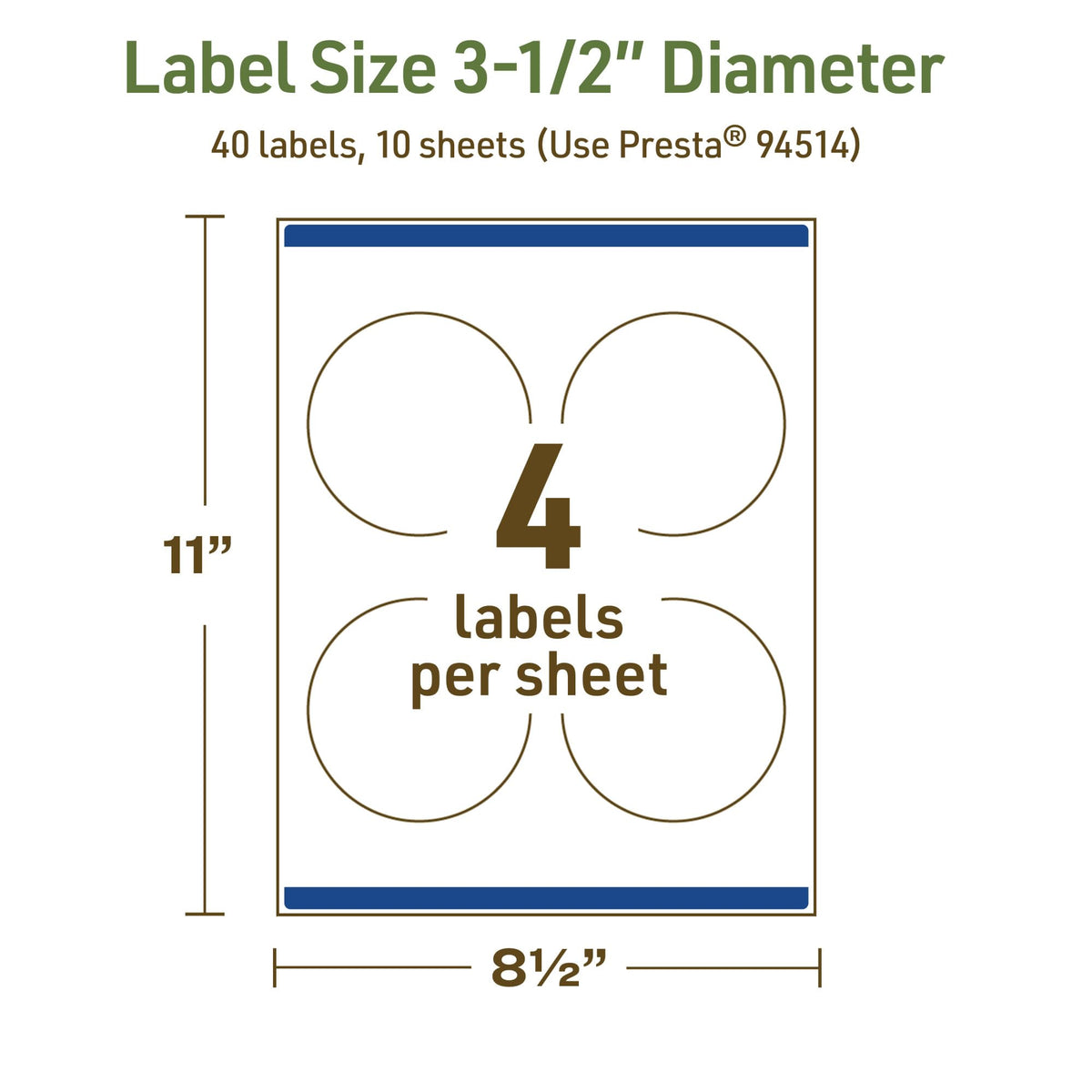 Avery Dissolvable Round Labels, Sure Feed Technology, 3.5" Diameter, Matte White, Print-to-The-Edge, Laser/Inkjet Printable, 40 Labels Total