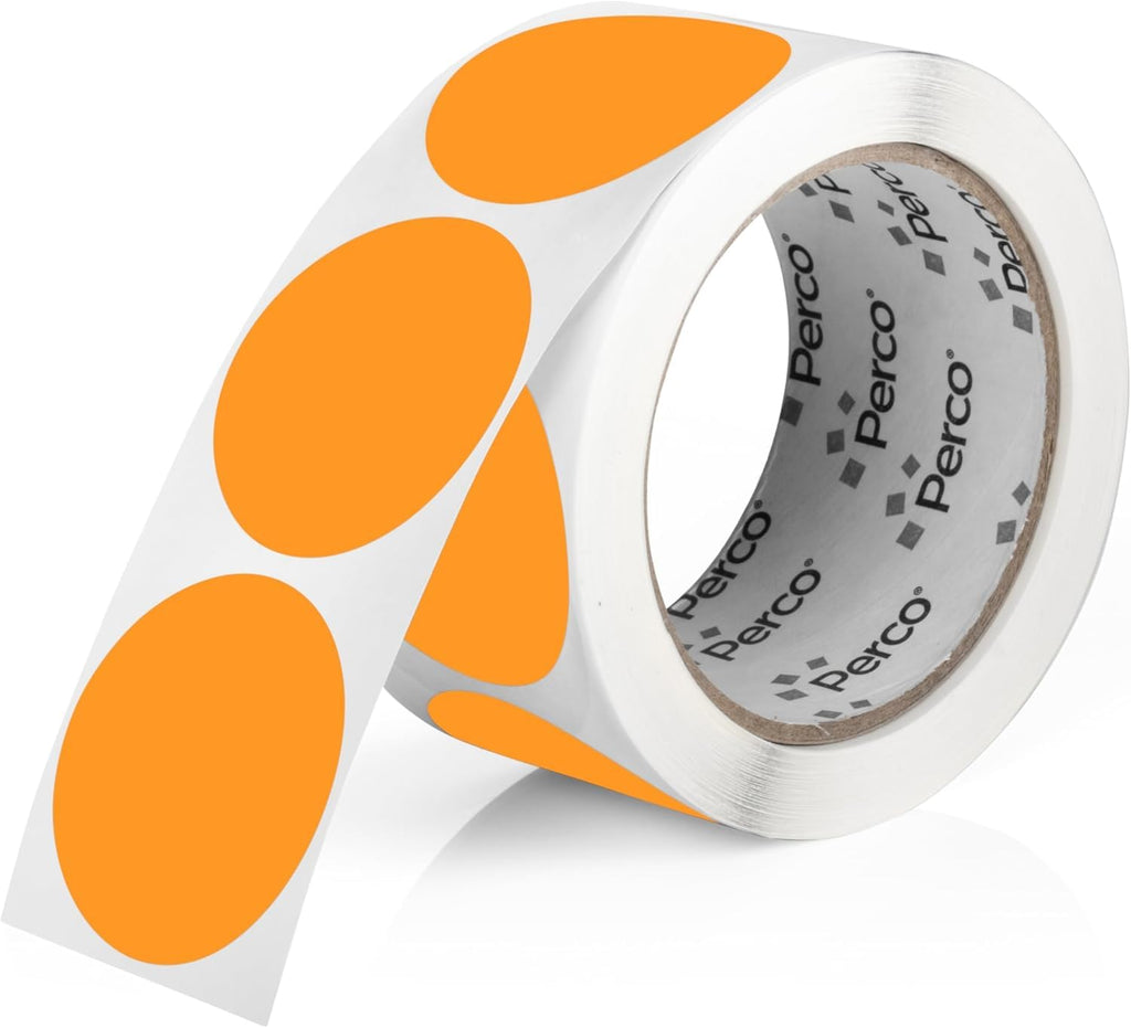 Perco Neon Orange Round Circle Dot Sticker 3-Inch Labels with Perforation for Easy Tear-Off, 500 Stickers per Roll - Sale, Clearance & Limited-Time Offer Signage, High Visibility - Made in USA 3 Inch 1 Roll