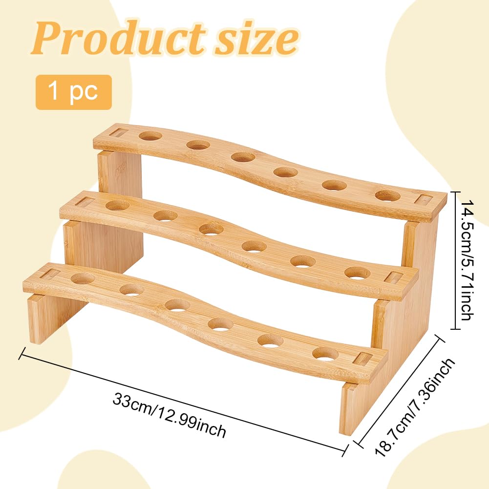 BENECREAT Ice Cream Cone Holder Stand, 12.99x7.36x5.71inch Food Display Rack for Catering Events Natural Wood Cone Display with Sturdy Construction for Parties and Buffets