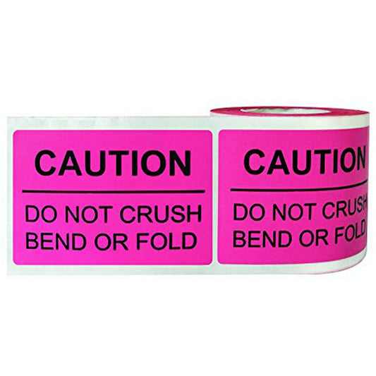 2 inch ×3 inch DO NOT Crush Bend OR FOLD Warning Shipping Stickers Self Adhesive Caution Labels (Magenta, 250 Stickers/Roll)
