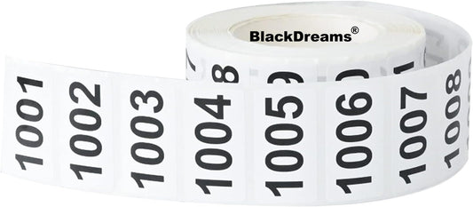 Consecutively Numbered Labels. Measure: 2"x1" PVC Material (Various Number Sequences Available) (1001-2000) Polyvinyl Chloride 1001-2000
