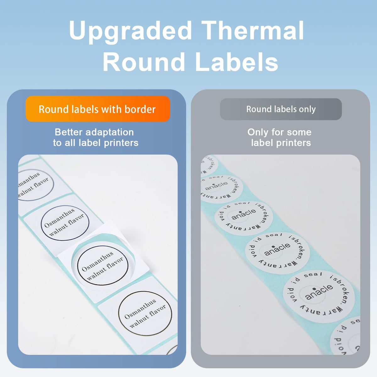 CLABEL Thermal Label for 220B/221B/230B Label Maker, 1.57"x 1.57" (40x40mm) Sticker Round Labels, Waterproof, Oil-Proof, Anti-Fictional,160 Labels/Roll, 3 Rolls(Black on White) Round 40x40mm-3 Rolls