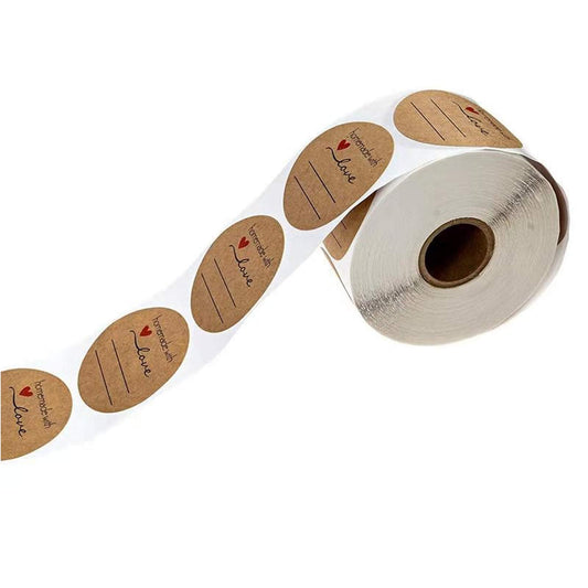 500 pcs Round Natural Kraft Homemade with Love Stickers, Personalized Homemade Stickers Labels for Gift, Baked Goods, Soap, Bath Bombs, Dessert - 1 inch Diameter