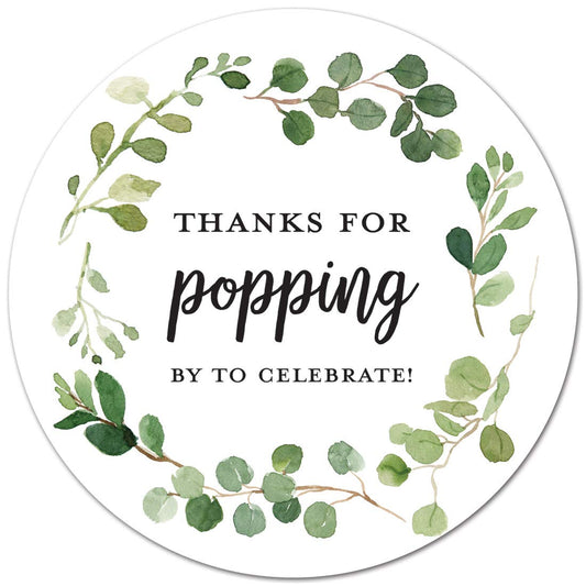 40 Thanks for Popping by! Popcorn Favor Stickers (Greenery) Greenery