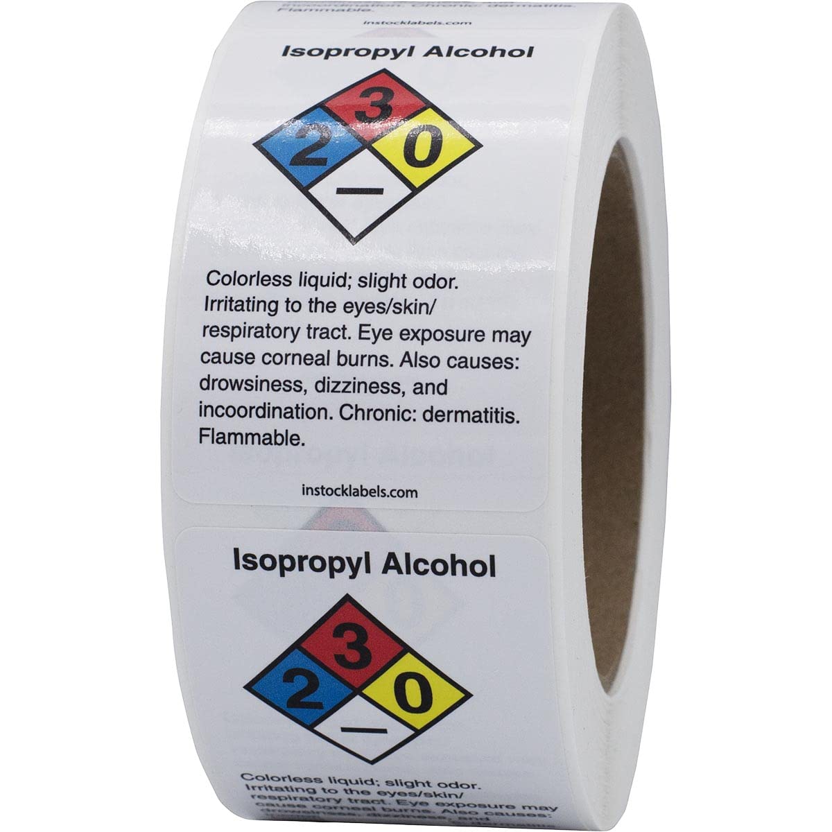 Isopropyl Alcohol Chemical NFPA Labels, 2 x 3 Inch Rectangles, 500 Total Labels per Roll