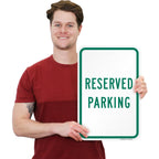 SmartSign 18 x 12 inch Reserved Parking Sign, 2mm Thick Aluminum Composite, Pre-Drilled Holes, Made in USA Green and White ACM - 12" x 18"