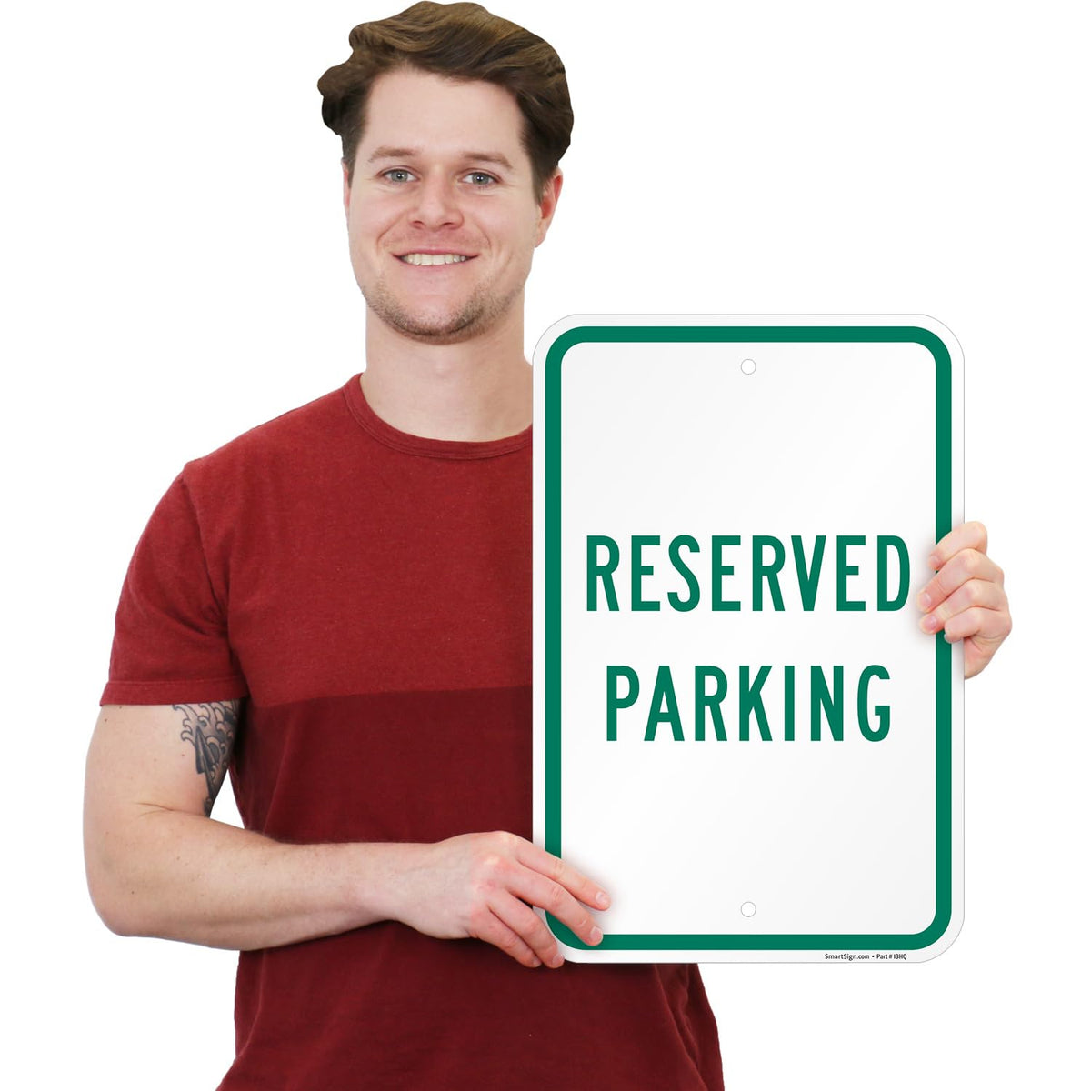 SmartSign 18 x 12 inch Reserved Parking Sign, 2mm Thick Aluminum Composite, Pre-Drilled Holes, Made in USA Green and White ACM - 12" x 18"