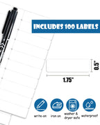 96 Pcs No-Iron Fabric Labels, and 100 Pcs Iron on Clothing Labels