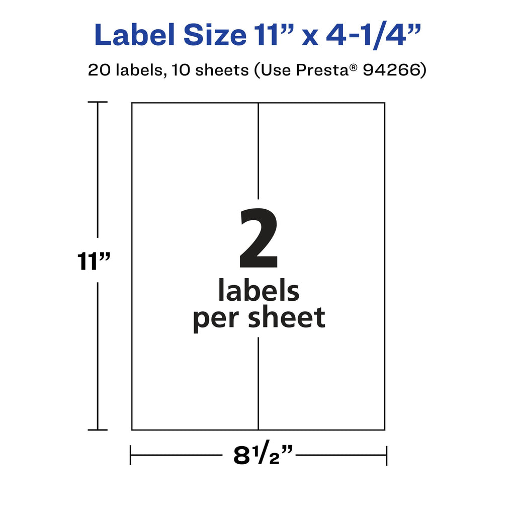 Avery Matte Clear Rectangle Labels, 11" x 4.25", 20 Matte Clear Labels, Laser/Inkjet Printable 20 labels