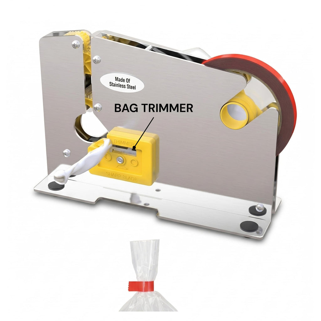 by Excell Tape Bag Sealer with Integrated Trimmer & Stabilizer, ET-606STK Stainless Steel