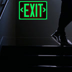 4Pack Photoluminescent Exit Sign Aluminum - 14x10 Inches Glow In Dark Exit Sign with Adhesive Backing - Removable Arrows Included - Non Electrical Red Exit Light For 50 Feet Visibility 14"X10"-4PACK