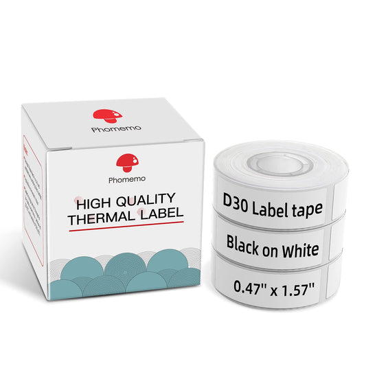 Phomemo D30 Label Paper, 0.47'' x 1.57'' • (12mm X 40mm), 480 Labels, D30 Thermal Printing Paper Tape, Compatible for D30 Portable Bluetooth Label Maker 0.47"x 1.57"