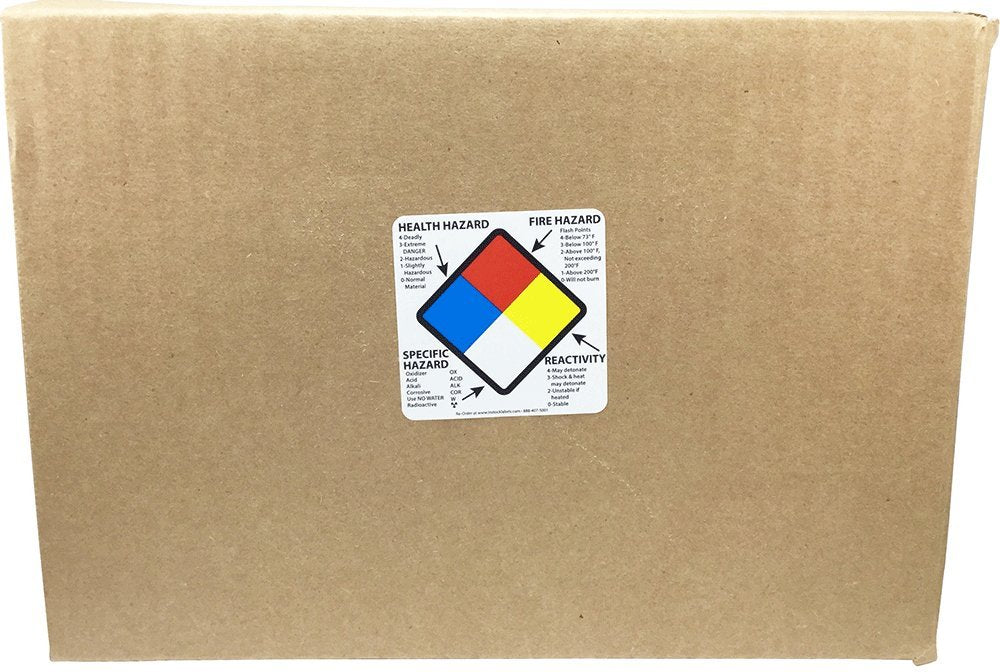 Right to Know Labels Health Fire Reactivity Specific Hazard 2 x 2 Inch Square 500 Adhesive Stickers