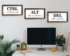 Pinetree Art Motivational Wall Decor for Office, Set of 3 Rustic Wooden Framed Signs, CTRL ALT DEL Inspirational Wall Art for Home Office, Classroom, Desk Wall, Positive Mindset Decor, (6"x12"x3) 6"x12"x3 rusitc
