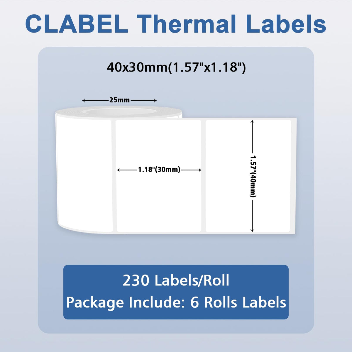 CLABEL 40x30mm (1.57"x1.18") Thermal Labels 1 Roll White Cable