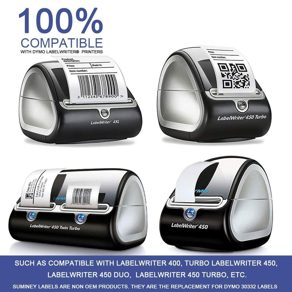 Suminey QR Code Labels Compatible Dymo 30332 (1" x 1") Square Multipurpose Labels, Compatible with Dymo Labelwriter 450, 450 Turbo, 4XL, Munbyn & Zebra Desktop Printers 2 Rolls/1500 Lables