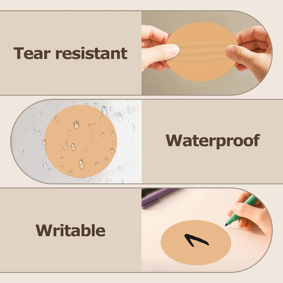 3" Round Circle Floor Dot Stickers Brown Vinyl Spots Labels 500 Pcs