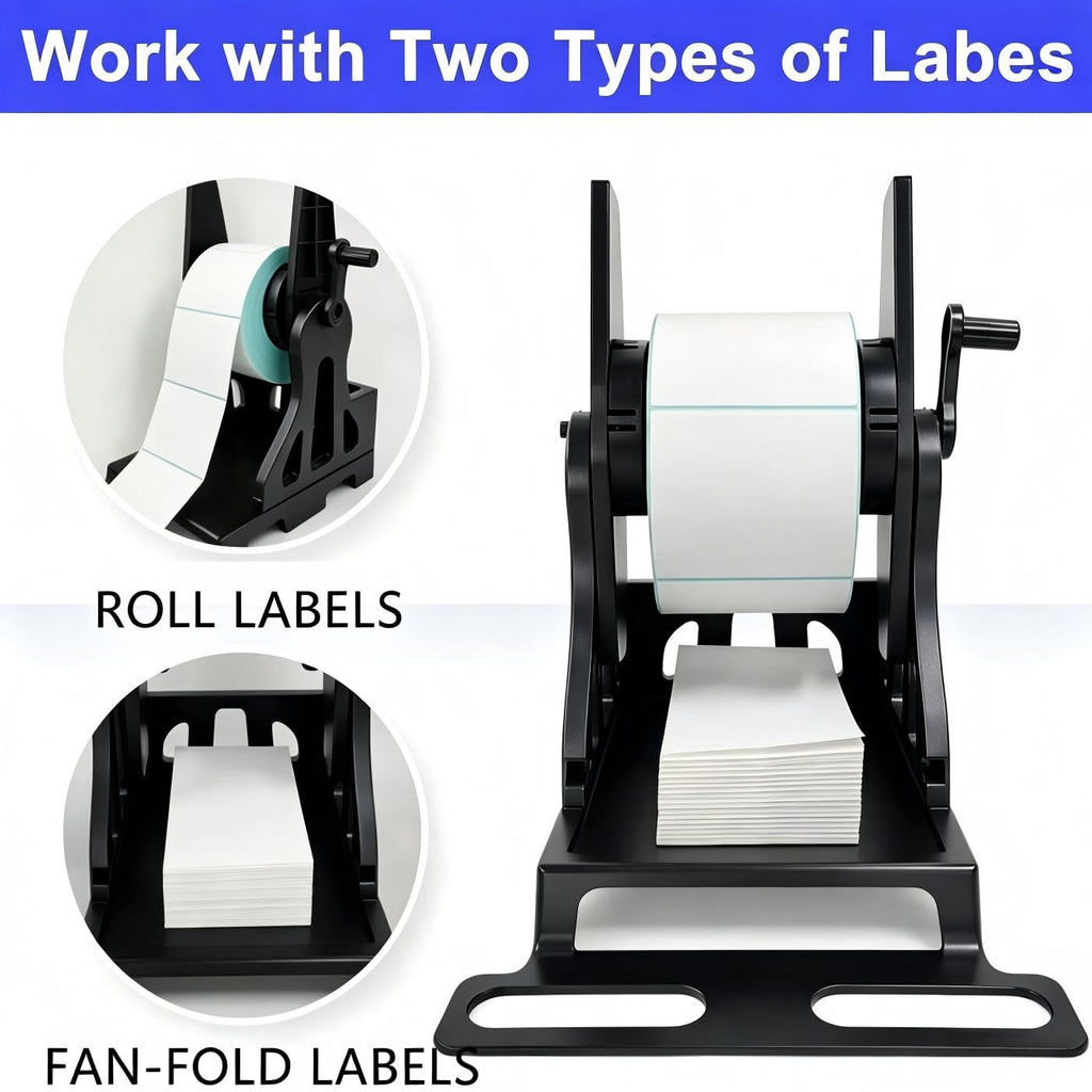 LENVII 2-in-1 Label Roll Holder with Rewinder,for Rolls and Fanfold Labels Label Holder Rewinder