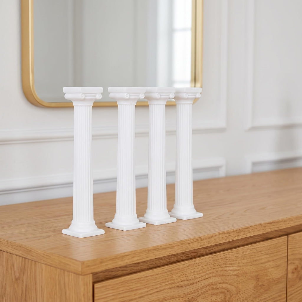 STOBOK 8pcs White Roman Column Pillars, Tiered Cake Support Stands