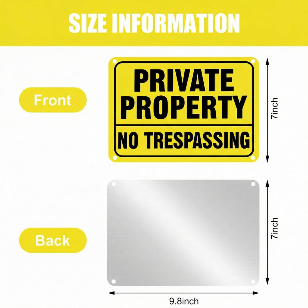 LEIFIDE 12pcs No Trespassing Private Property Signs 7 x 10 Inch Metal Reflective Aluminum No Trespassing Sign Weatherproof Warning for Property Security(High Visibility, Bright Yellow, Black)