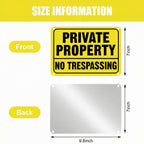 LEIFIDE 12pcs No Trespassing Private Property Signs 7 x 10 Inch Metal Reflective Aluminum No Trespassing Sign Weatherproof Warning for Property Security(High Visibility, Bright Yellow, Black)