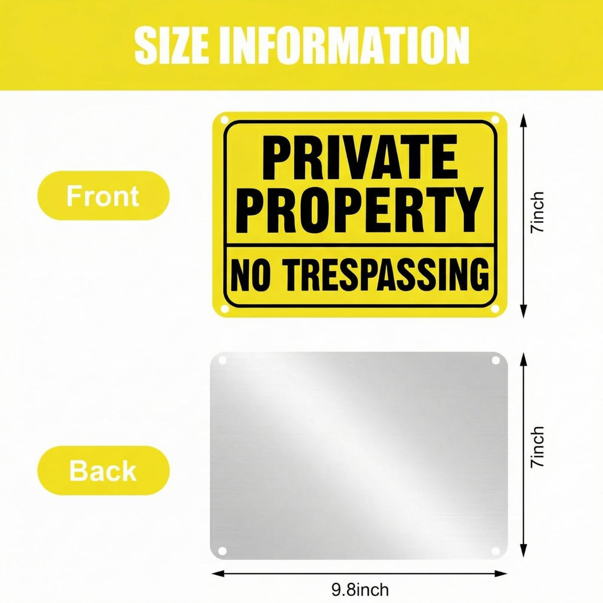 LEIFIDE 12pcs No Trespassing Private Property Signs 7 x 10 Inch Metal Reflective Aluminum No Trespassing Sign Weatherproof Warning for Property Security(High Visibility, Bright Yellow, Black)