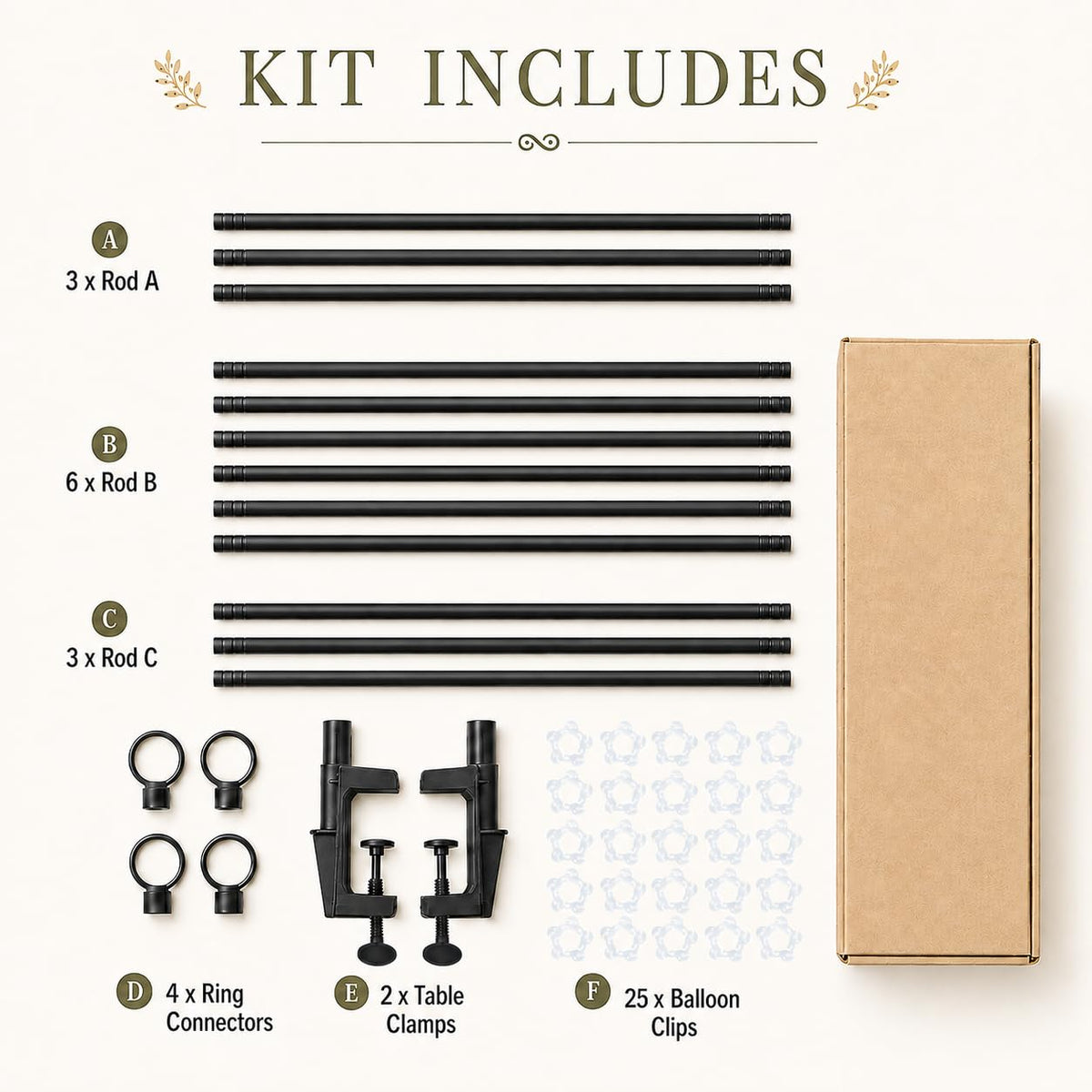 Over The Table Rod Stand with Clamps, Adjustable Metal Balloon And Arch Kit