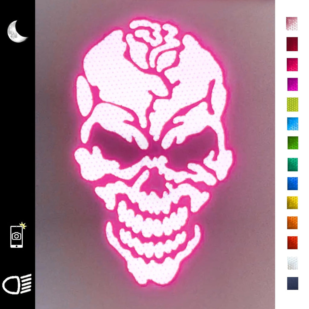 customTAYLOR33 High Intensity Reflective Skull Rose Decal (Premium Quality) / Multiple Colors/Vehicle & Helmet Compatible/Nighttime Visibility (Special Edition Purple, 4 inch X 2.5 inch) Special Edition Purple