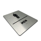 Men Bathroom Sign by GDS - ADA Compliant, Wheelchair Accessible, Raised Icons, & Grade 2 Braille - Includes Adhesive Strips for Easy Installation - Bathroom Signs for Business, Restroom Sign, Restroom Signs for Business - 6" W x 8" H (Brushed Aluminum)...