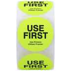 Hybsk Fluorescence USE First Stickers Restaurant Food Service FIFO Label 1.5 Inch Total 500 Labels Per Roll (Fluorescence Yellow) Fluorescence Yellow
