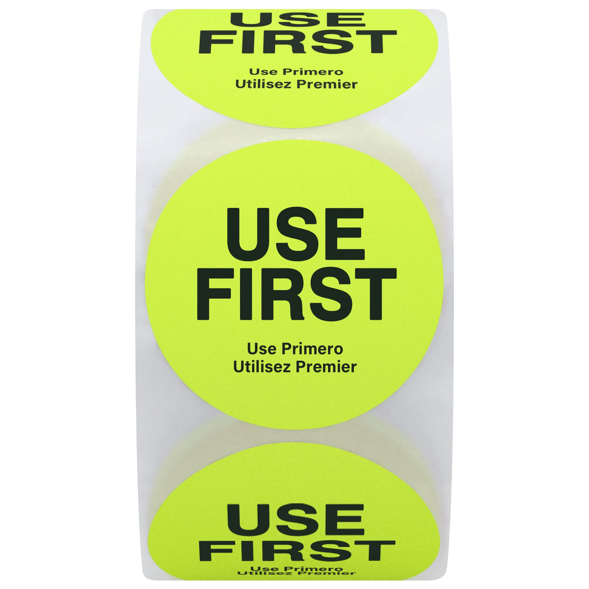 Hybsk Fluorescence USE First Stickers Restaurant Food Service FIFO Label 1.5 Inch Total 500 Labels Per Roll (Fluorescence Yellow) Fluorescence Yellow