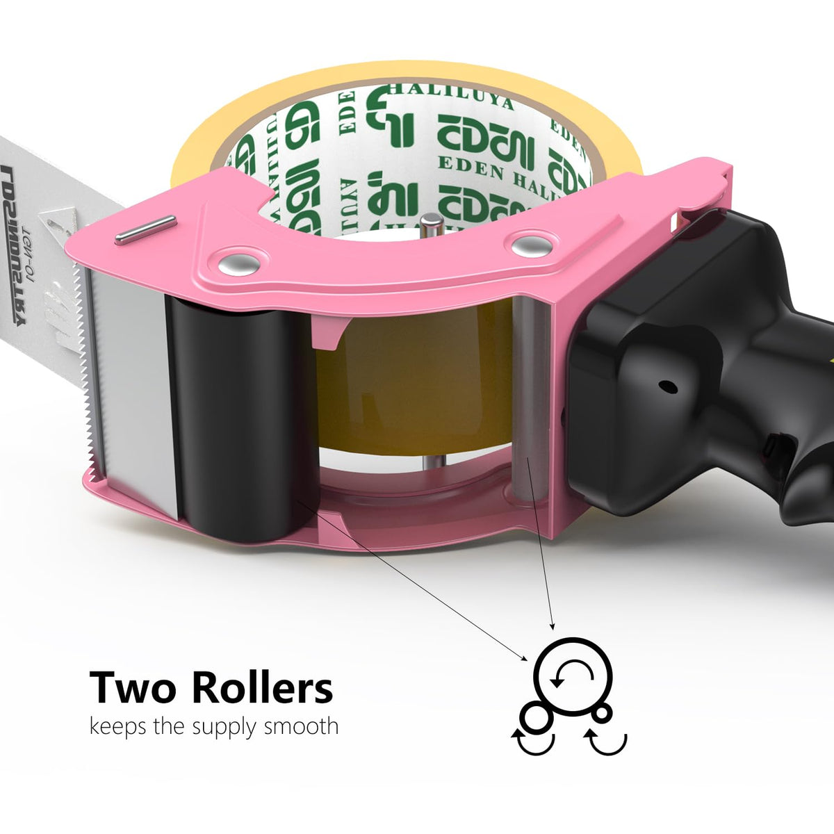 2 Pcs Rapid-Replace Packing Tape Dispenser Guns with Extra Blade, 2IN(50mm) Lightweight Ergonomic Industrial Handheld Heavy Duty Tape Cutter for Carton, Packaging and Box Sealing Pink