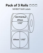 NIIMBOT 3 Roll 50x50mm Round Clear Labels for B1/B2/B21/B3S/Pro Label Maker SET A