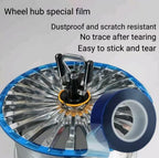 A roll of high Viscosity polyethylene Blue Adhesive Film, Suitable for Protecting car Wheels, Steel, Household appliances, Hardware and Other Materials, 2.8 inches high and 656.2 feet Long