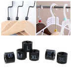 180PCS Round Plastic Hanger Size Marking Button S/M/L/XL/2XL/3XL Black Code Garment Size Marking Tool Suitable for 3-5mm Hanger Rod