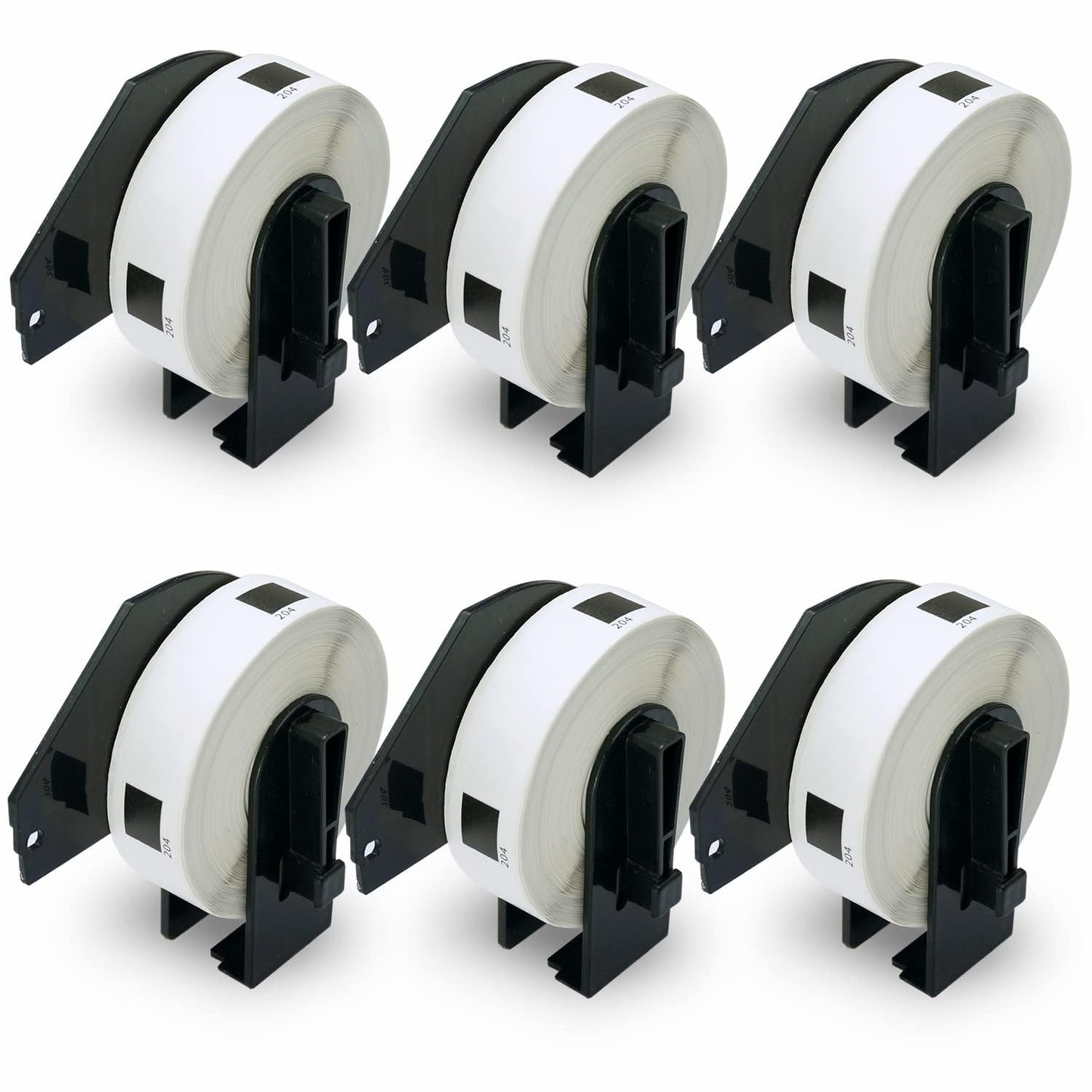 BETCKEY - Compatible Multipurpose Labels Replacement for Brother DK-1204 (2/3" x 2-1/8"), Use with Brother QL Label Printers [6 Rolls/2400 Labels]