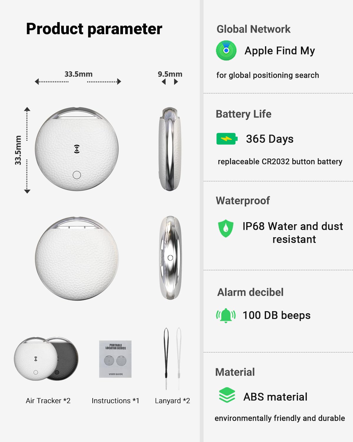 2026 Air Tracker Tags-2 Pack: [Apple MFi Certified] Smart Tracker Tag 2 Pack