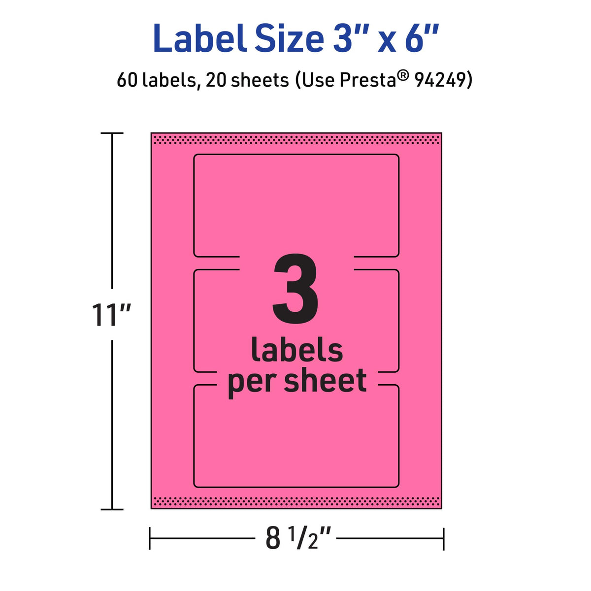 Avery Printable Rectangle Labels, Sure Feed Technology, 3" x 6", Bright Pink Labels, Print-to-The-Edge, Laser/Inkjet Printable, 60 Total, Great for Shipping and Product Merchandising 60 labels