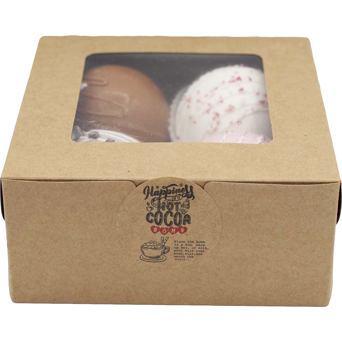 Natural Kraft Hot Cocoa Bomb Instruction Stickers – 2 Inch Round Labels, Set of 50 – Holiday Treat Tags with Instructions, Eco-Friendly, Made in USA