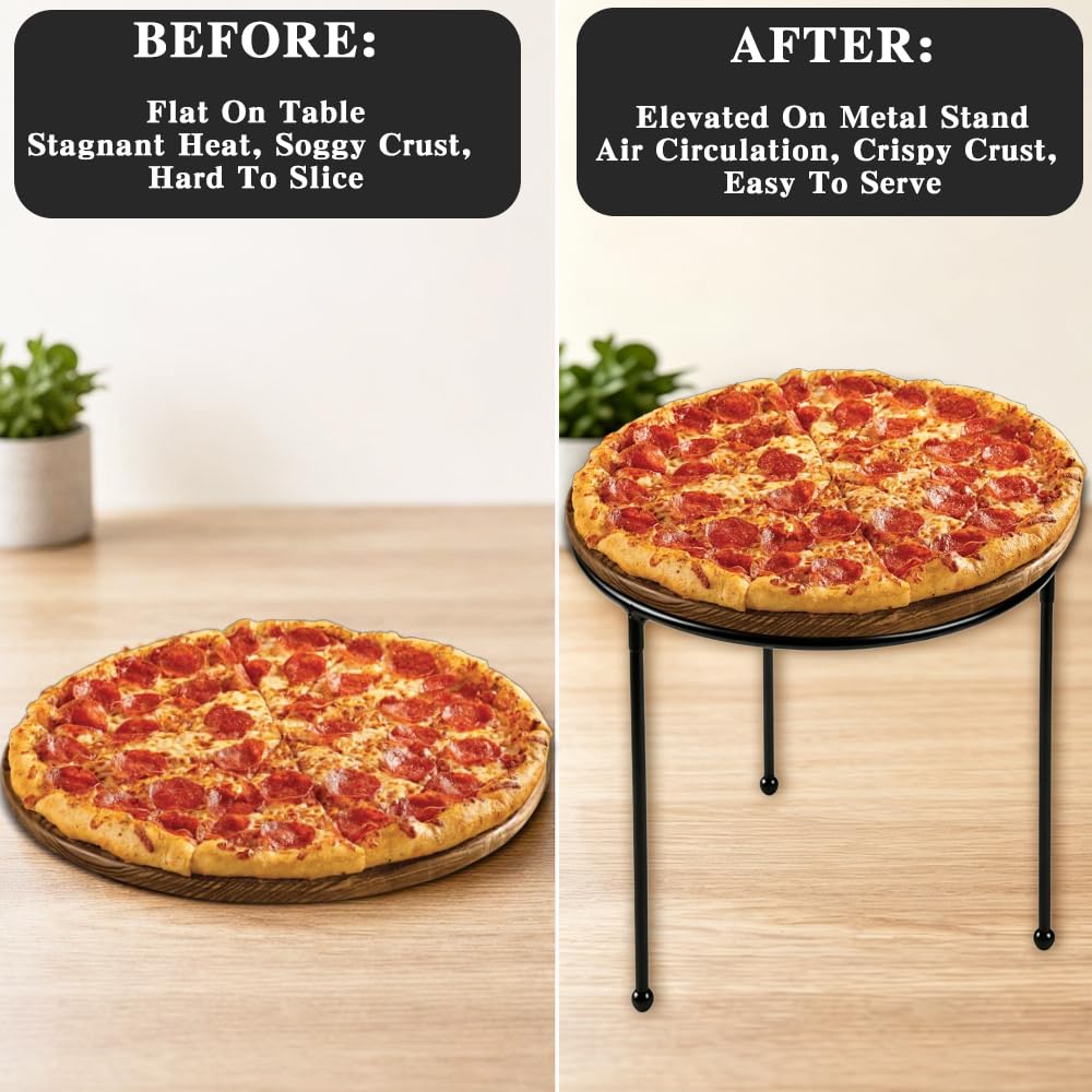 Set of 4 Black Pizza Stand with Storage Bag,8 Inch Pizza Pan Rack