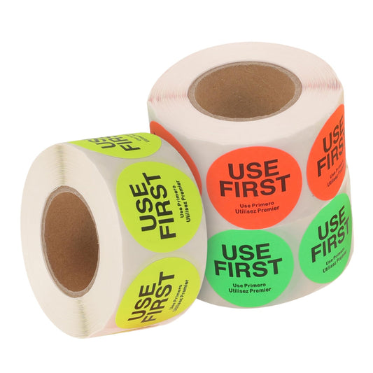 USE First Stickers Restaurant Food Service Labels Kitchen Inventory Control Permanent Labels Adhesive Fluorescent Kitchen Labels
