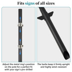6'6'' Heavy Duty Metal Sign Post, Steel Round Signs Pole with Ground Spike, Adjustable Sign Mounting Brackets, Baked Enamel Finish for Yard, Parking, Traffic Signs(1 Pack, 80'') 78-Inch-Black 1-Pack