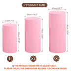 Set of 3 Light Pink Cylinder Spandex Stand Covers, Plinth Stand Cover for Party Wedding Birthday Decoration, Only Contains Cylinder Covers (Elastic Fabric - Large)