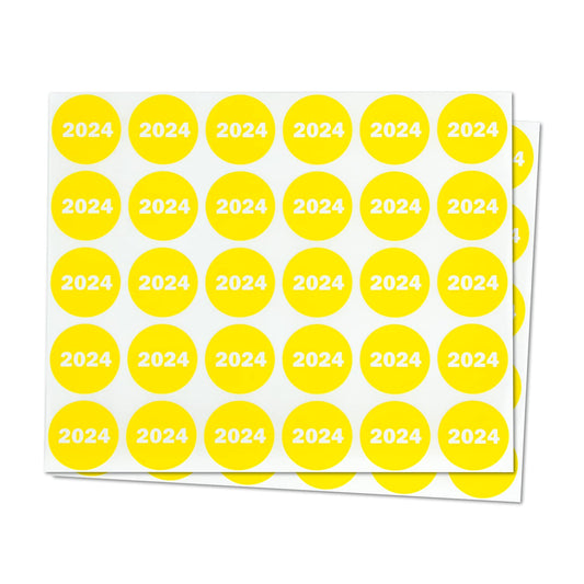 0.75 Inch/Round - 2024 Year Labels (Bright Yellow / 600 Labels) Color Coded 2024 Year Stickers for Bookkeeping, File Folders Organization, Inventory or Medications 20 Sheets