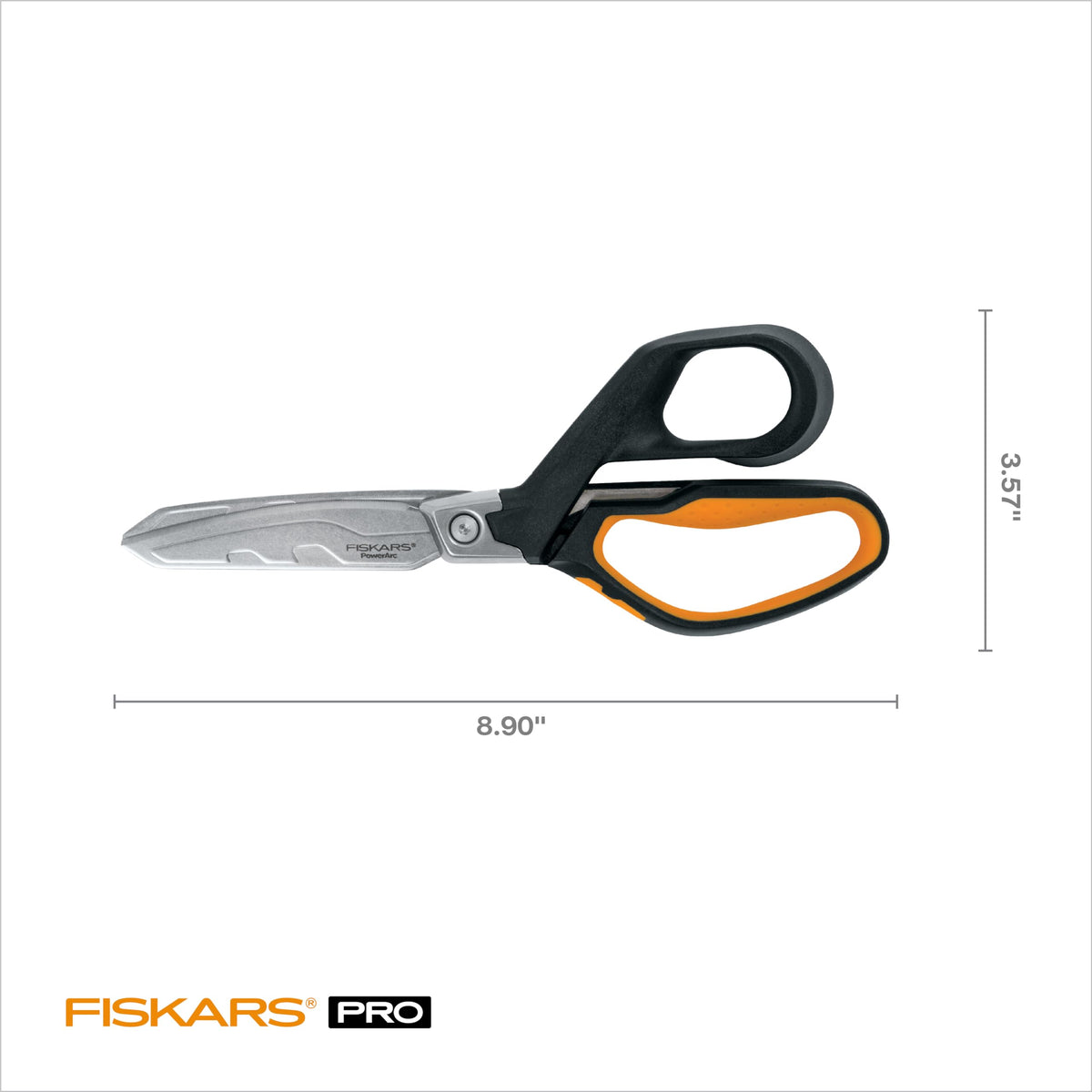 Fiskars Pro 8" PowerArc Shop Shears, Heavy Duty Serrated Utility Scissors 8" 1 Count