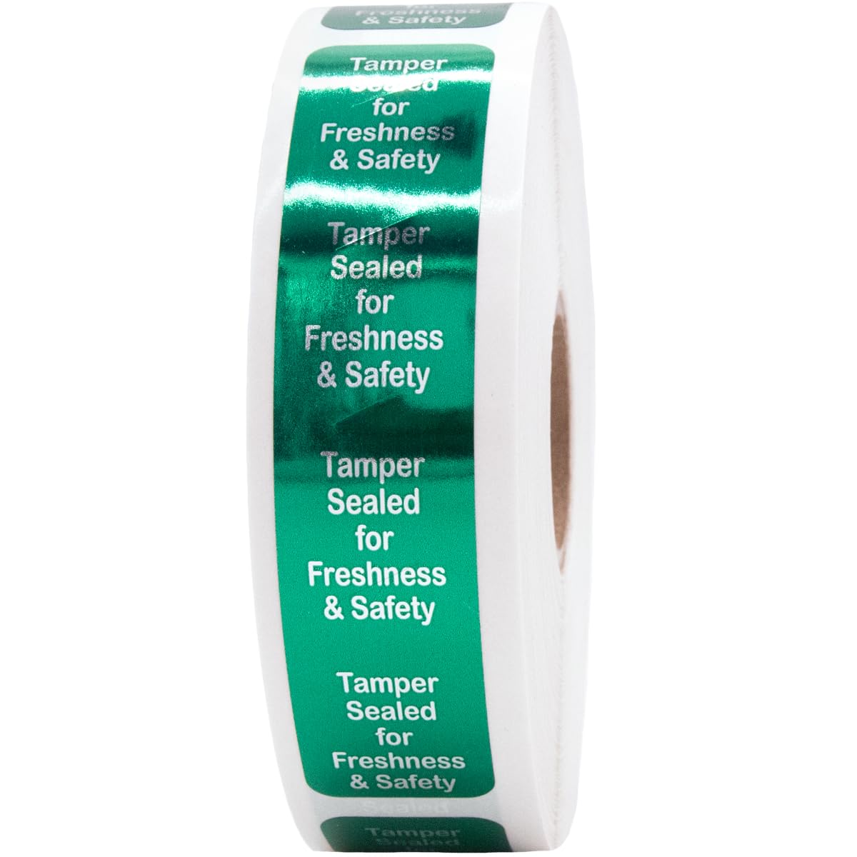 InStockLabels 500 Metallic Green Tamper-Evident Food Seal Stickers, Labels for Food Containers (0.75 Inches x 3.5 Inches)