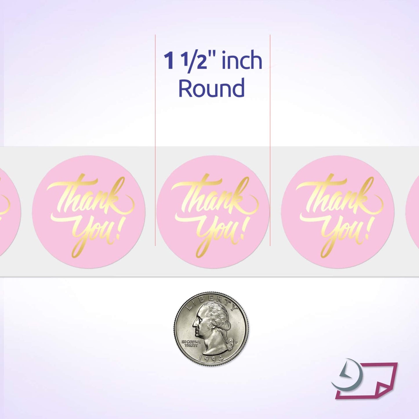 NextDayLabels - 500 Thank You Stickers/for Company Promotional Items, Party Favors, Envelopes, or Business Merch/Round, 1.5 inches, Pink and Gold Foil Lettering