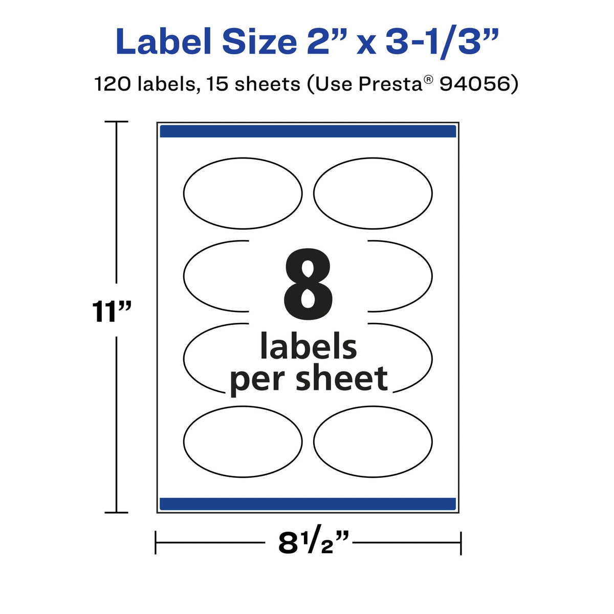 Avery® Matte White Removable Oval Labels, Sure Feed® Technology, Print-to-The-Edge, 2" x 3-1/3", 120 Removable Labels, Laser/Inkjet Printable 120 labels
