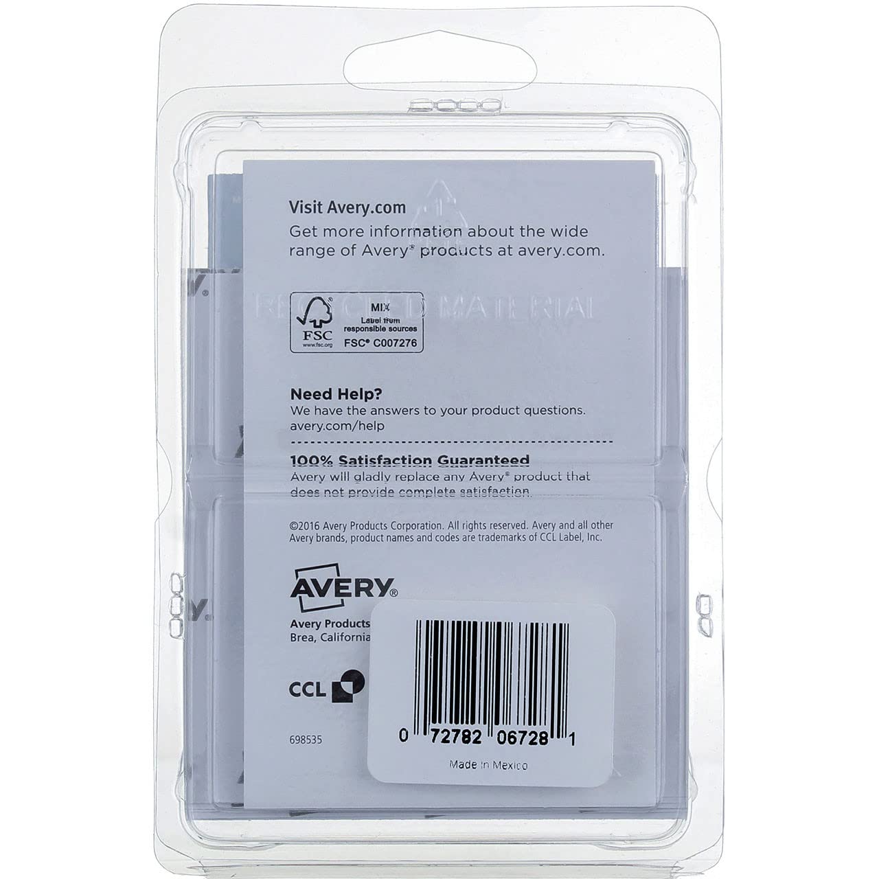 1" x 3" Rectangular Removable Label 72 Count [Set of 6]
