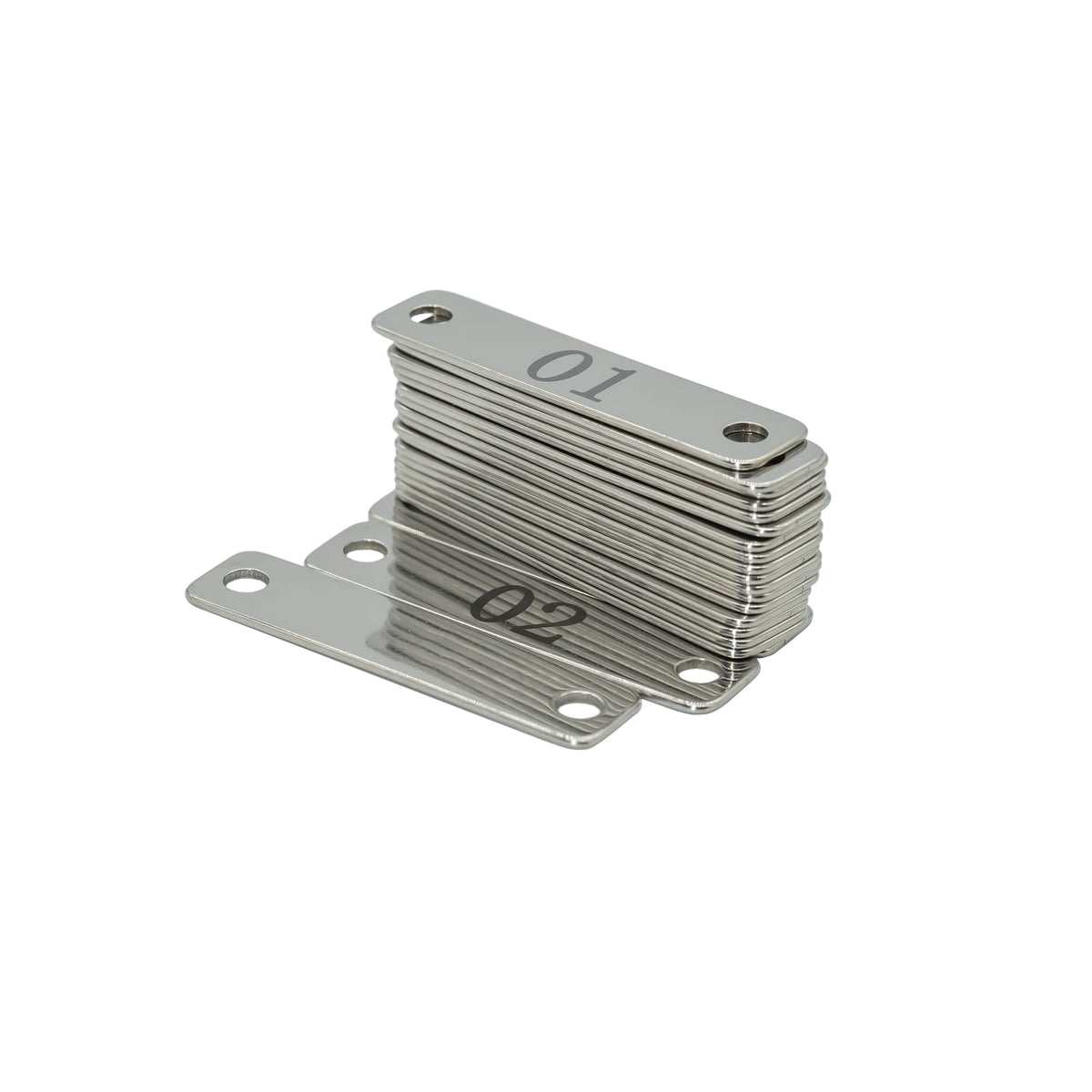 Small Stainless Steel Rectangle Numbered Tags with Two Holes 4cm*1cm (1-20) 1-20